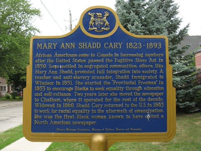 Mary Ann Shadd Cary Historical Plaque